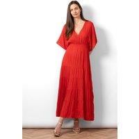 Sarta Women's Sienna Maxi Kaftan Dress - Red/Gold, Metallic Stripe in Red | Size: 12-14