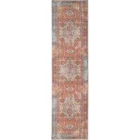 Kukoon Terracotta Distressed Hallway Runner Rug Non Slip & Washable | Size: 60 cm x 240 cm