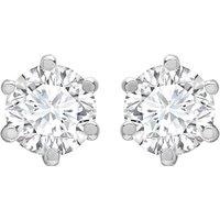 Jewelco London 9ct White Gold CZ 6 Claw Solitaire Stud Earrings, 6mm 1.75CTS in Silver