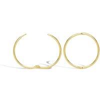 Jewelco London Solid 9ct Gold Hinged Sleeper 1mm Hoop Earrings 14mm