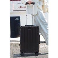 SHEONLY Fashion 20 Inch Black Suitcase with Phone Holder & Cup Holder