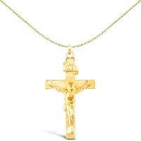 Jewelco London Solid 9ct Gold Flat INRI Crucifix Cross Pendant