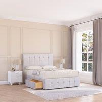 Sloomy Cambridge Divan Bed Base 2 Drawers 12 Footboard & 54 Floor Standing Headboard in Silver | Size: Double