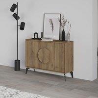 Decortie 2 Doors Sideboard 'Gora' 4 Metal Legs, Chipboard Handle Storage Unit 110cm in Dark Brown | Size: 2 Pack