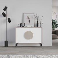 Decortie 2 Doors Sideboard 'Gora' 4 Metal Legs, Chipboard Handle Storage Unit 110cm in White | Size: 2 Pack