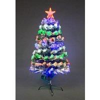 Shatchi 3Ft/90cm Frosted Tips 8 Modes Fibre Optic Christmas Tree LED Pre-Lit in Green | Size: 3ft