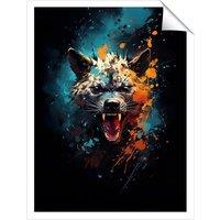 Warren Reed - Designer Splashart Angry Hyena Face Unframed Art Print | Size: W12 x H16