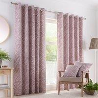 Portfolio Home Madison Botanical Leaves Fully Lined Eyelet Curtain Set in Mauve | Size: 117 cm width x 137 cm drop