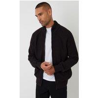 Threadbare Men's 'Westleigh' Zip Up Cardigan with Microfleece Lining in Black | Size: Medium