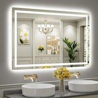 Dprodo LED Backlit & Front Bathroom Mirror with Lights in White | Size: 1 Pack