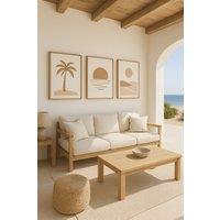 Mafett 3 Set Canvas Wall Art Abstract Pearl Circle Beige Gold Print | Size: W18 x H24