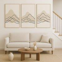 Mafett Set of 3 Beige Floral Canvas Wall Art Gold Botanical Prints | Size: W24 x H32