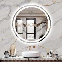 Dprodo 3 Color Temperature LED Bathroom Mirror Round Vanity Mirror in White | Size: 1 Pack