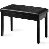 Costway Keyboard Seat Piano Bench Double Duet Seat W/Padded Cushion in Black
