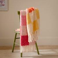 Furn Maisie Checked Tasselled Throw in Yellow | Size: 130 cm x 180 cm