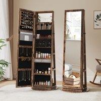 Dprodo 360 Degree Swivel Mirror Jewelry Cabinet in Brown | Size: 1 Pack