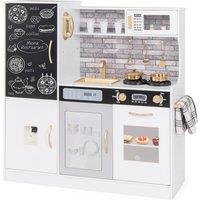 Costway Play Kitchen Toy Set Kids Kitchen Playset w/ Chalkboard & Oven in White