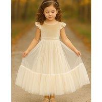 Lilly + Bo Girl's Noel in Champayne Party or Flower Girl Dress in Beige | Size: 11-12 Years