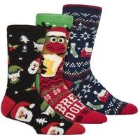 Heat Holders Men's 3 Pairs Novelty Christmas Thermal Socks | Size: 6-11