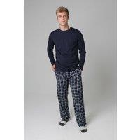 Tokyo Laundry Men's Cotton Long Sleeve Pyjama Set in Dark Navy | Size: XL