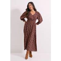 Dorothy Perkins Women's Petite Shirred Detail Blouson Sleeve Midi Dress in Orange | Size: 6