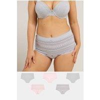 Yours Women's 5 Pack Fairisle Full Briefs in Grey | Size: 14-16