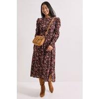 Dorothy Perkins Women's Petite Dropped Waist A-line Midi Dress in Chocolate | Size: 8