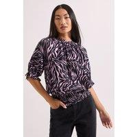 Dorothy Perkins Women's Petite Frill Neck Shirred Cuff Blouse in Pink | Size: 8