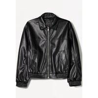 OUTTA BOX Women's Women's PU Zip-Up Jacket with Elastic Hem in Black | Size: Large
