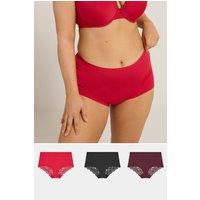 Yours Women's 3 Pack Lace Back Briefs in Purple | Size: 38-40