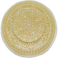 Neel Blue 33cm Charger Plates Mandala Flower Design Glass Plates for Dinner Table Decoration in Metallic Gold