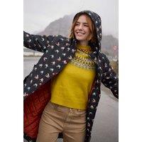Weird Fish Women's Sena Printed Waterproof Coat in Dark Blue | Size: 12