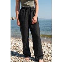 Rapanui Clothing Women's Relaxed Wide Leg Linen Trousers in Black | Size: 18