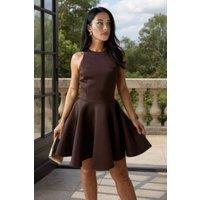 AX Paris Women's Chocolate Scuba Sleeveless Skater Mini Dress | Size: 10