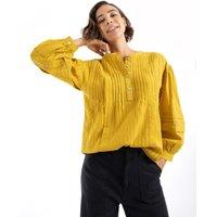 Weird Fish Women's Skyler Jacquard Seersucker Cotton Blouse in Light Green | Size: 14