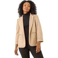 Roman Women's Petite Suedette Blazer in Stone | Size: 14