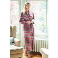 British Boxers Women's "Gaia" Tartan Brushed Cotton Dressing Gown in Dark Red | Size: Large