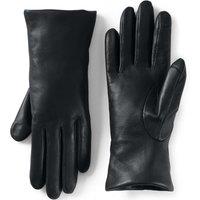 Lands' End Women's Cashmere Lined Touchscreen Leather Gloves in Black | Size: XL
