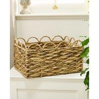 Dibor Woven Large Scalloped Water Hyacinth Indoor Storage Basket in Beige