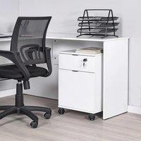 FWStyle Matt White Lockable 1 Drawer 1 Door Mobile Office Cabinet Cupboard