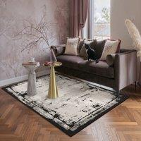 Desire Rugs Mayfair Living Room Area Rug Metallic Sheen Modern Frame Design in Black | Size: 160 cm x 230 cm