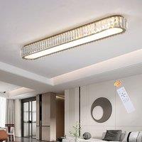 Garwarm 1 - Light Simple Rectangle Crystal LED Dimmable Flush Mount in Gold