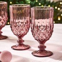 Dibor Set of 2 Diamond Pink Christmas Decor Wine Glass Wine Goblets Festive Christmas Decor Glassware 320ml | Size: 2 Pack