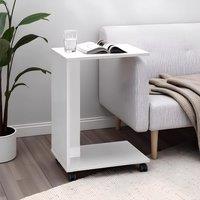 FWStyle Matt White Mobile Sofa End Laptop Table
