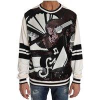 Dolce & Gabbana Men's Music Print Crewneck Sweatshirt - Blackwhite Sweaters in White | Size: 48