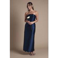 Coast Women's Scallop Detail Twill Column Bridesmaid Dress in Navy | Size: 14