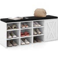 Costway Shoe Storage Bench 3-Tier Entryway Bench w/ Padded Cushion in White