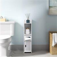 H&O Direct Freestanding Small Slim Wooden Bathroom Cabinet in White