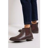 Dorothy Perkins Women's Wide Fit Megs Flat Chelsea Boots in Brown | Size: 3