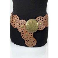 Raffaella Women's Large Disc Belt in Tan